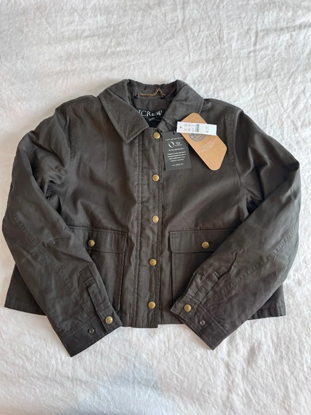 NWT Cropped Barn Jacket  in ripstop cotton Mossy Brown ~ Size Small